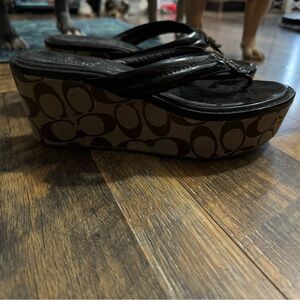 Never worn Coach Thong wedges